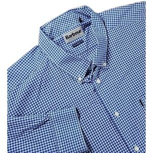 Barbour Tailored Fit Blue WHITE CHECK Button‎ Down Long Sleeve Shirt Men's